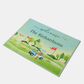 Paillasson Welcome Golf Course Panier Nom de famille    (Incliné)