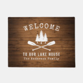 Paillasson Welcome Lake House Bateau Arbres Bois Imprimer (Devant)