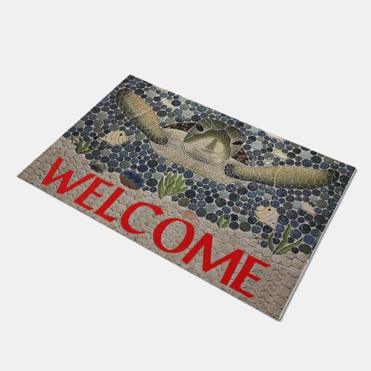 Paillasson Welcome Sea Turtle Doormat,Turtle Quote Doormat (Incliné)
