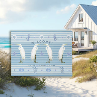 Paillasson Welcome Sea Turtle Seahorse Striped Family Name