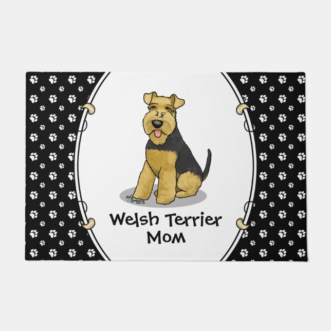 Paillasson Welsh Terrier Maman mignonne Chien Maman (Devant)