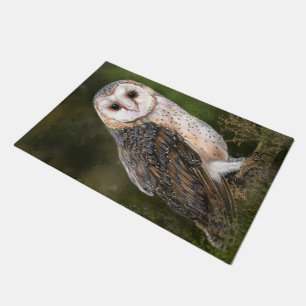Paillasson Western Barn Owl - Migned Watercolor Painting Art