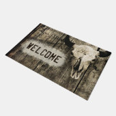 Paillasson Western Bull Skull Vintage Sepia Rustique Bienvenu (Incliné)
