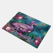 Paillasson Whimsical Floral Duck Purple Teal Personalized (Incliné)