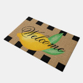Paillasson Whimsical Lemon Welcome Doormat – Faux Burlap (Incliné)