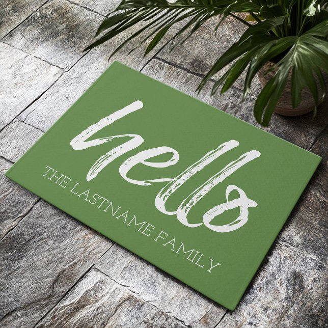 Paillasson Whimssical Custom Family Hello - CAN EDIT COULEUR (Custom Welcome Doormat)