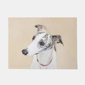 Paillasson Whippet, whippet anglais, rupture, blanc, brindle, (Devant)