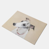 Paillasson Whippet, whippet anglais, rupture, blanc, brindle, (Incliné)