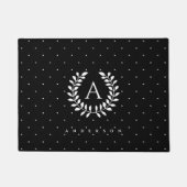Paillasson White On Black Laurel Monogram Polka Dot Pattern (Devant)