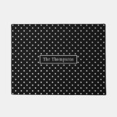 Paillasson White On Black Polka Dots Pattern With Custom Name (Devant)