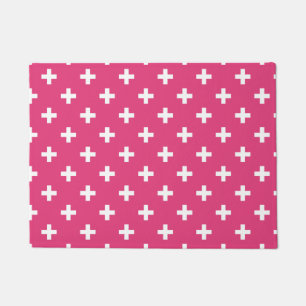 Paillasson White polka crosses on fuchsia