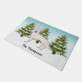 Paillasson White Swiss Shepherd White GSD Chien Forêt d'hiver (Incliné)