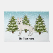 Paillasson White Swiss Shepherd White GSD Chien Forêt d'hiver (Devant)