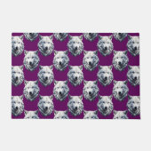 Paillasson White Wolf Head Pattern Design Purple  (Devant)