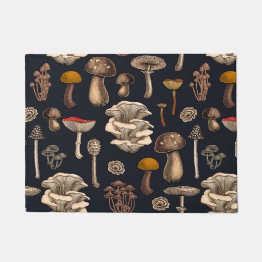 Paillasson Wild Mushrooms  on graphite black (Devant)