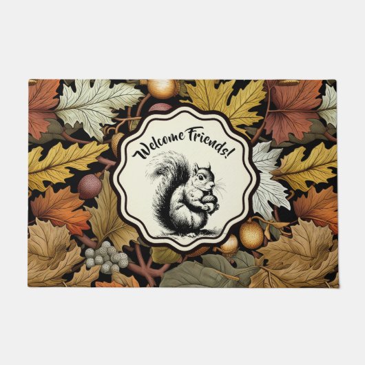 Paillasson William Morris Customisé Autumn Leaves Squirrel (Devant)