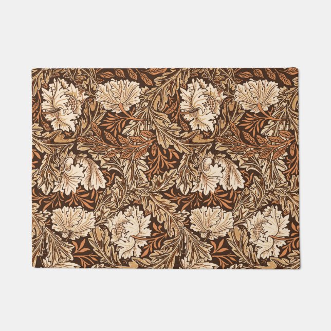 Paillasson William Morris floral, brun chocolat et beige (Devant)