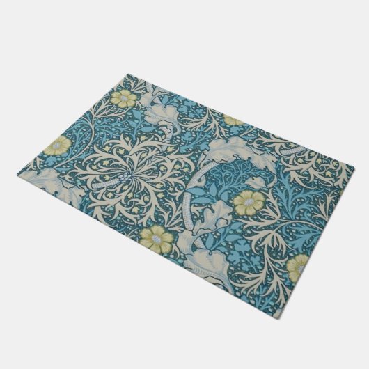 Paillasson William Morris, motif Art nouveau, algues, bleu, f (Incliné)