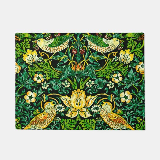 Paillasson William Morris Strawberry Thief Vert Et Orange (Devant)