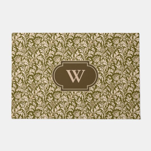 Paillasson William Morris Thistle Damask, Taupe Tan et Beige (Devant)