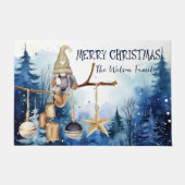 Paillasson Winter Lady Gnome Forêt Bleue Joyeux Noël (Devant)
