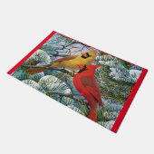 Paillasson Winter Wonderland Red Cardinal Birds Noël (Incliné)