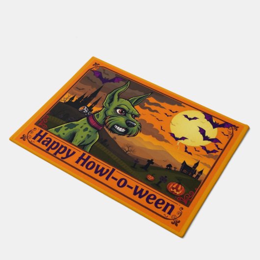 Paillasson Wire Fox Terrierstein Happy Howl-o-ween (Incliné)