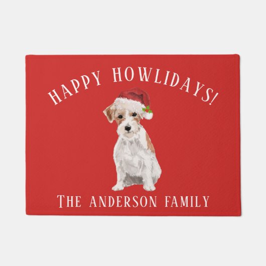 Paillasson Wire Haired Jack Russell Joyeux Howlidays Noël (Devant)