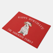 Paillasson Wire Haired Jack Russell Joyeux Howlidays Noël (Incliné)