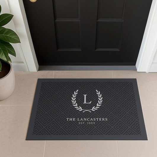 Paillasson Wreath moderne Nom de famille Monogramme initial B