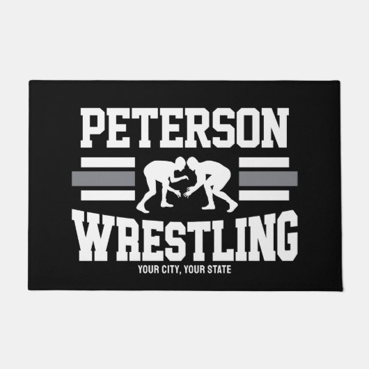 Paillasson Wrestler AJOUTER LE NOM École Athlète Équipe de lu (Devant)