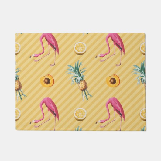 Paillasson Yellow Flamingo Mango Lemon Pattern (Devant)