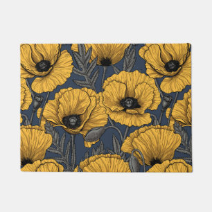 Paillasson Yellow poppies on navy