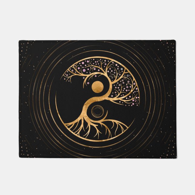 Paillasson Yin Yang Tree of life - Fluorure et or (Devant)