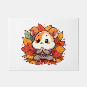 Paillasson Yoga de hamster automnal kawaii