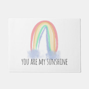 Paillasson You are my sunshine watercolor painted rainbow