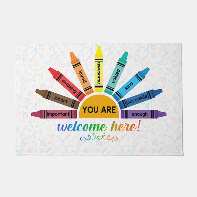 Paillasson You Are Welcome Here Mat, Crayons Doormat (Devant)