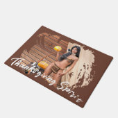 Paillasson Young Native American Posing on Wood Wall (Incliné)