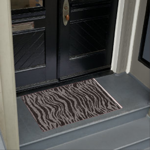 Paillasson Zebra Print Black and Grey Silver