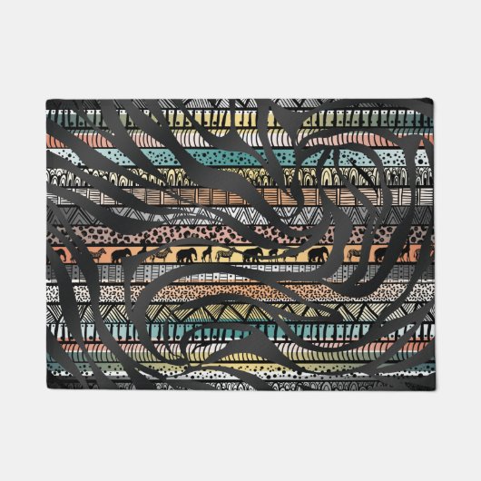 Paillasson Zebra, un Motif africain tribal branché Imprimer (Devant)