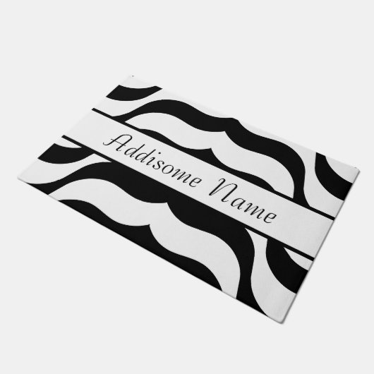 Paillasson zèbre noir et blanc rayures motif moderne coussin  (Incliné)