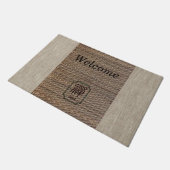 Paillasson Zen rustique burlap tatami imprimé beige brun accu (Incliné)