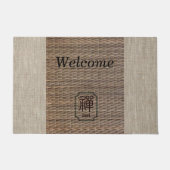 Paillasson Zen rustique burlap tatami imprimé beige brun accu (Devant)
