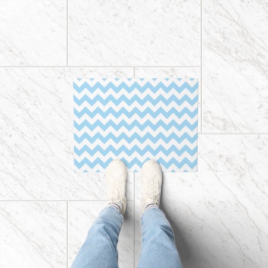 Paillasson Zigzag bleu, Chevron bleu, Motif géométrique (Intérieur)