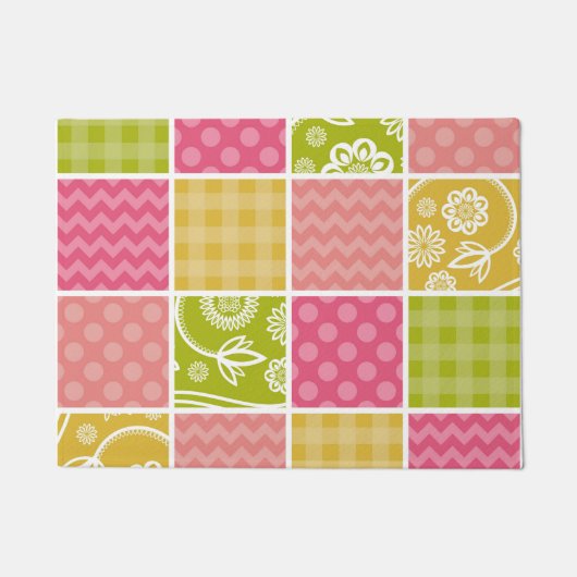 Paillasson Zigzag, Chevron, Pois, En vichy, Patchwork (Devant)