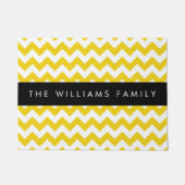 Paillasson Zigzag Jaune, Chevron Jaune, Votre Nom (Devant)