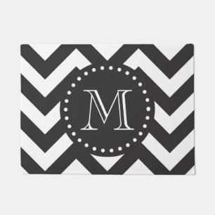 Paillasson Zigzag noir et blanc Chevron Monogramme