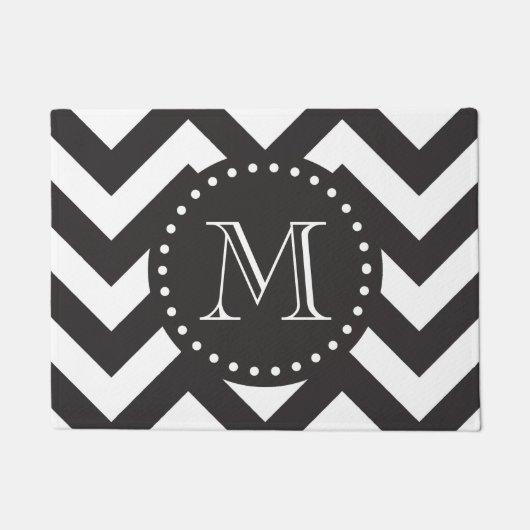 Paillasson Zigzag noir et blanc Chevron Monogramme (Devant)