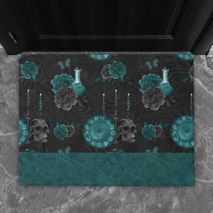 Paillasson Zodiac Magie Turquoise foncé vert crâne gothique