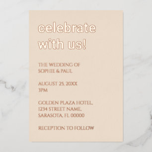 Paille Beige Mariage Rose Gold Foil Invitation